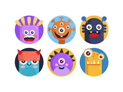 Monster Avatars Icons avatars coloured icons flat icons icon icons icons pack monster monster avatars vector vectors