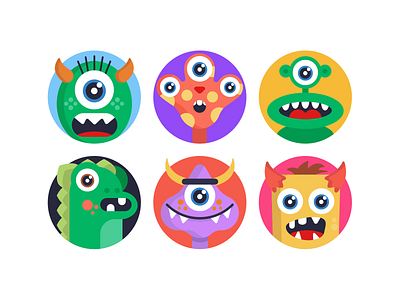 Monster Avatars Icons avatars coloured icons flat icons icon icons icons pack monster monster avatars vector vectors