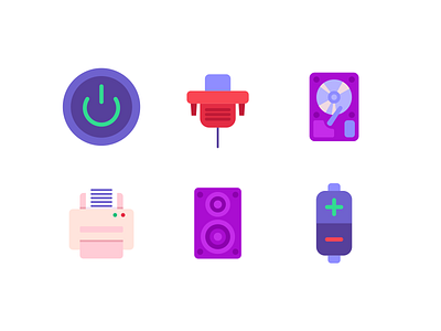 Computer Hardware Color Icons coloured icons computer flat icons hardware icon icons icons pack power button vector vectors