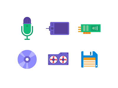 Computer Hardware Color Icons