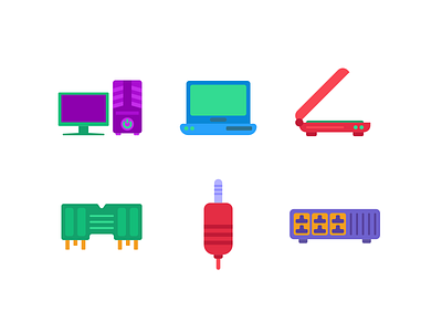 Computer Hardware Color cable coloured icons computer cpu desktop flat icons hardware hdmi port icon icons icons pack vector vectors