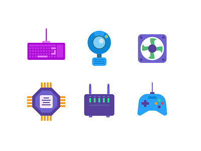 Colorful Computer Hardware Color Icons coloured icons computer data storage flat icons game pad hardware icon icons icons pack microprocessor storage technology vector vectors