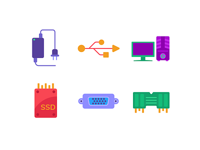 Colorful Computer Hardware Color Icons