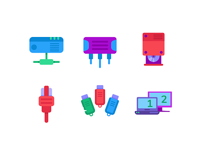 Computer Hardware Color Icons