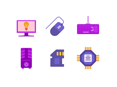 Computer Hardware Color Icons coloured icons computer computer hardware flat icons icon icons icons pack microprocessor vector vectors