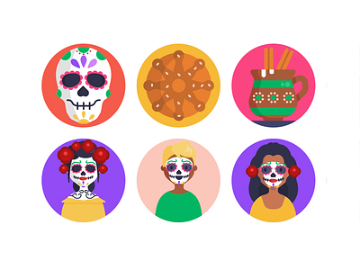 Day of the Dead Icons coloured icons costume day of the dead flat icons icon icons icons pack mask skull vector vectors