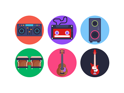 Music Icons cassette coloured icons flat icons guitar icon icons icons pack instrument music solo guitar vector vectors