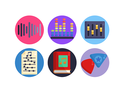Music Icons coloured icons flat icons icon icons icons pack music book music instruments placards vector vectors
