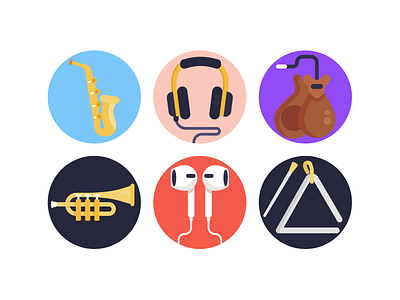 Music Icons coloured icons drums flat icons icon icons icons pack music music instrument trumpet vector vectors