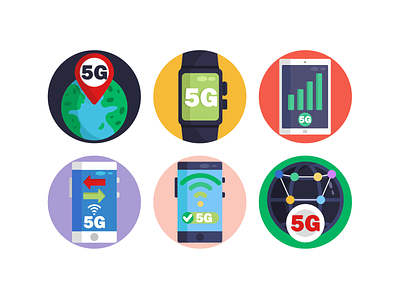 5G Icons 4g 5g coloured icons connection flat icons icon icons icons pack internet network technology vector vectors