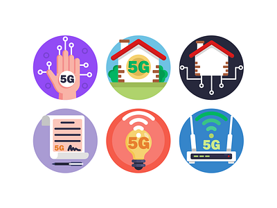 5G Icons 5g coloured icons connection flat icons icon icons icons pack internet network smarthome technology vector vectors wifi