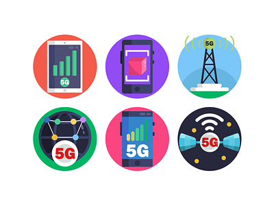 5G Icons 5g 5g network coloured icons connection flat icons icon icons icons pack internet mobile phone satelite vector vectors