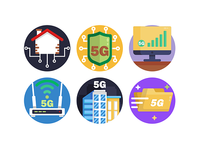 5G Icons 5g 5g network coloured icons connection flat icons icon icons icons pack internet network safe shield smart home vector vectors