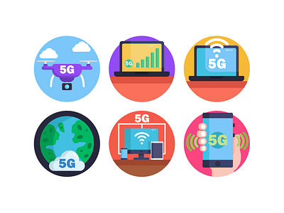 5G Icons 5g 5g connection 5g internet coloured icons connection drone flat icons icon icons icons pack internet vector vectors