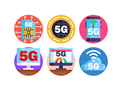5G Icons 5g 5g internet coloured icons connection flat icons icon icons icons pack internet smartphone technology vector vectors wifi