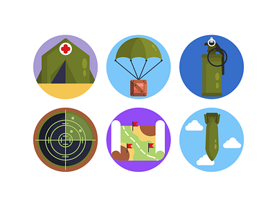 Army Icons army coloured icons flat icons icon icons icons pack map military parachute rocket target vector vectors war
