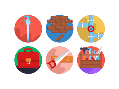 Construction & Building Icons building tools caliper coloured icons construction tools flat icons icon icons icons pack saw tool box tools vector vectors