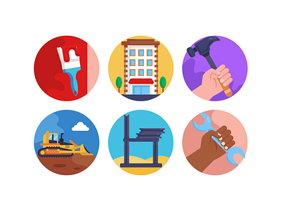 Construction & Building Icons building coloured icons construction construction tools flat icons hammer icon icons icons pack paint spanner vector vectors