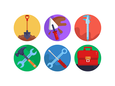 Construction & Building Icons caliper coloured icons construction tools flat icons hammer icon icons icons pack shovel spanner tool box vector vectors