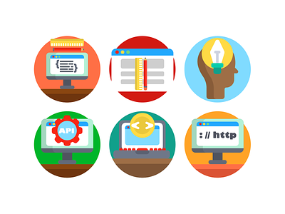 Software Development Icons api bulb coding coloured icons computer flat icons http icon icons icons pack idea programming url vector vectors