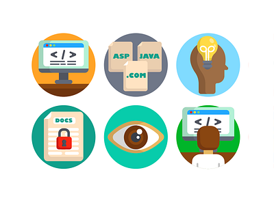 Software Development Icons bulb coding coloured icons computer creative flat icons html icon icons icons pack idea java programming vector vectors