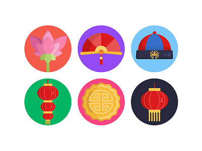 Chinese New Year Icons chinese new year icons coloured icons decoration flat icons hand fan icon icons icons pack lantern new year vector vectors