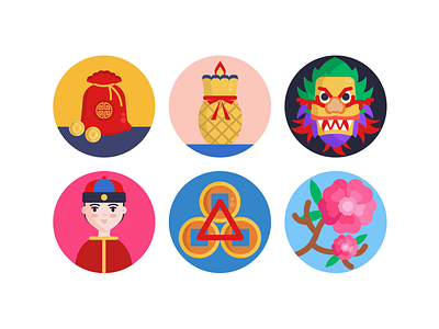 Chinese New Year Icons celebration chinese new year chinese tradition coloured icons face mask flat icons holiday icon icons icons pack new year vector vectors