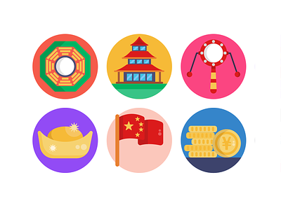 Chinese New Year Icons chinese new year chinese temple chinese tradition coloured icons decoration festive flat icons holiday icon icons icons pack new year vector vectors