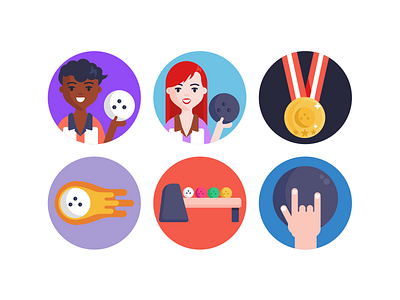 Bowling Icons bowling coloured icons flat icons icon icons icons pack medal skittle sports vector vectors