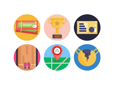 Bowling Icons bowling coloured icons competition flat icons icon icons icons pack sports ticket vector vectors