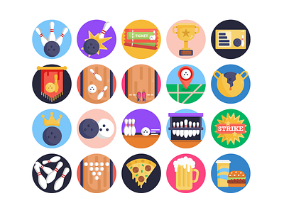 Bowling Icons bowling coloured icons flat icons icon icons icons pack location pin skittle vector vectors