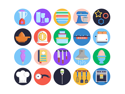Kitchen Tools Icons coloured icons cooker flat icons icon icons icons pack kitchen appliances kitchen tool kitchenware spoons thermometer toaster vector vectors