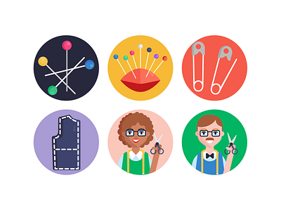 Sewing Icons bobby pins coloured icons design flat icons icon icons icons pack needle sewing tailor vector vectors