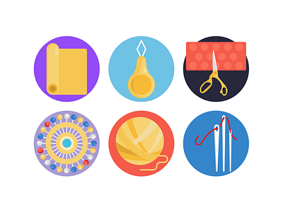 Sewing Icons bobby pins coloured icons flat icons icon icons icons pack needle scissors sewing thread tools vector vectors