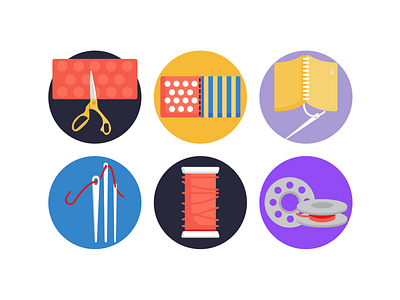 Sewing Icons coloured icons flat icons icon icons icons pack needle scissors sewing tailor thread vector vectors