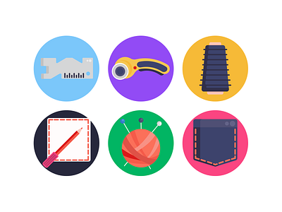 Sewing Icons coloured icons flat icons icon icons icons pack needle sewing sewing icons tailor thread tools vector vectors