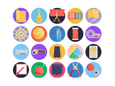 Sewing Icons coloured icons flat icons icon icons icons pack needle scissors sewing sewing machine tailor thread tools vector vectors