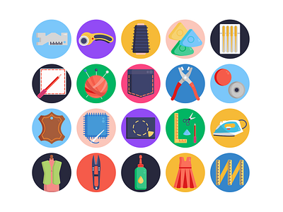 Sewing Icons coloured icons flat icons icon icons icons pack needle sewing tools tailor thread vector vectors