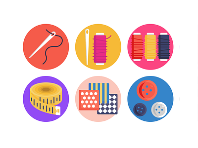 Sewing Icons coloured icons flat icons icon icons icons pack needle tailor thread vector vectors
