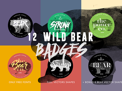 12 Wild Bear Badges badge bear forest icon icons logo nature predator rustic strong vector