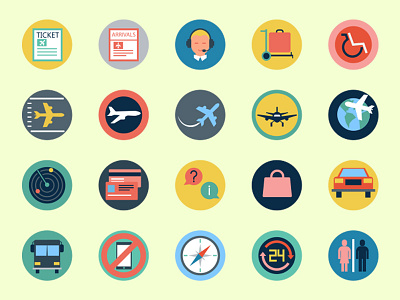 25 Airplane Travel Icons