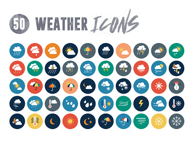 50 Weather Icons cloud coloured icons icon icons rain snow snowflake weather icon wind