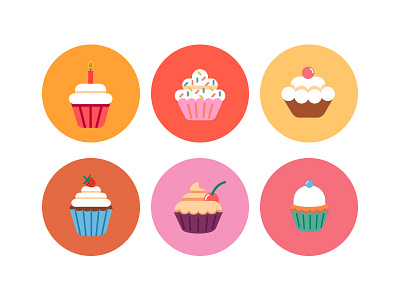 Bakery Cupcake Icons bakery icons coloured icons cupcake icons cupcakes flat bakery icons flat cupcake icons flat icons