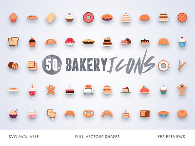 50 Bakery cupcake icons