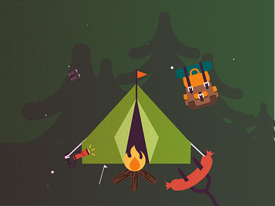 Camping scene illustration