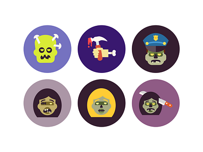 Halloween Zombie Icons dead flat icons halloween icons scary zombie zombie icons