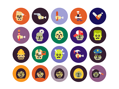 Halloween Zombie Icons dead flat icons halloween icons scary zombie zombie icons