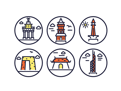 Landmarks Outline Icons WIP building illustrations landmark landmark icons monuments outline icons vectors