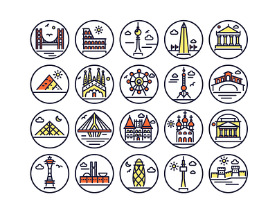 Landmarks Outline Icons