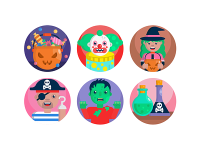 Halloween Icons coloured icons costume icons flat icons halloween halloween costumes halloween icons icon icons vector witch icon zombie icons